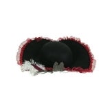 KBW Ladies Black and Red Lace Feather Tricorn Pirate Hat