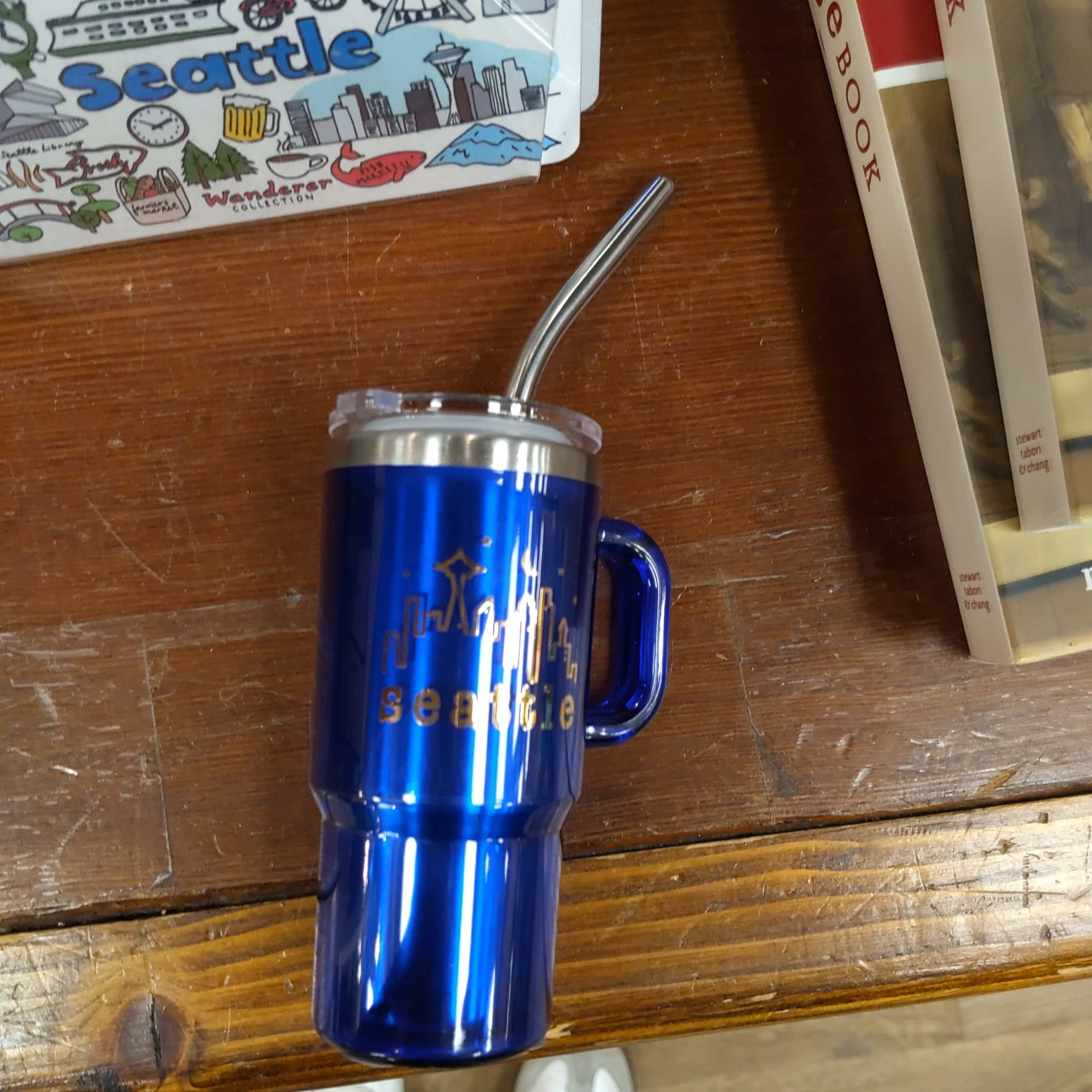 40196 SEA Frasier Blue Gold Print SS Mini Tumbler