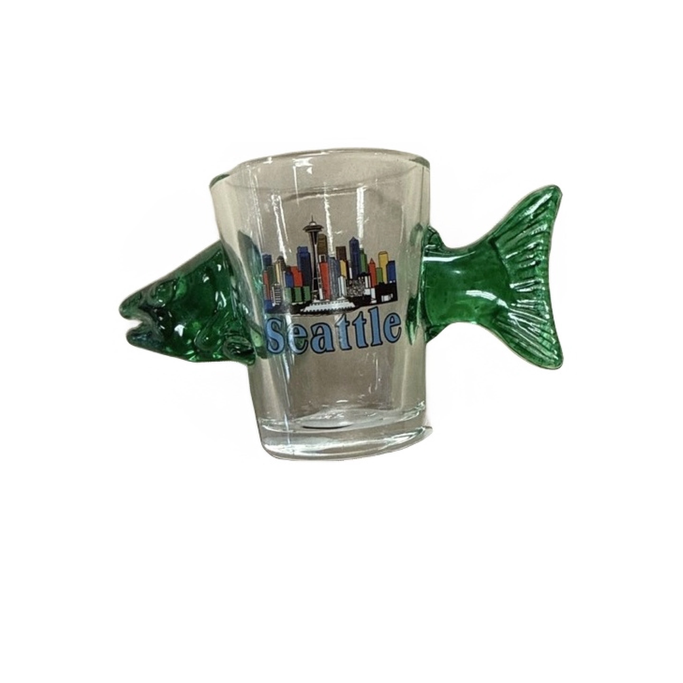 30414 SEA Skyline Green Fish Shot Glass