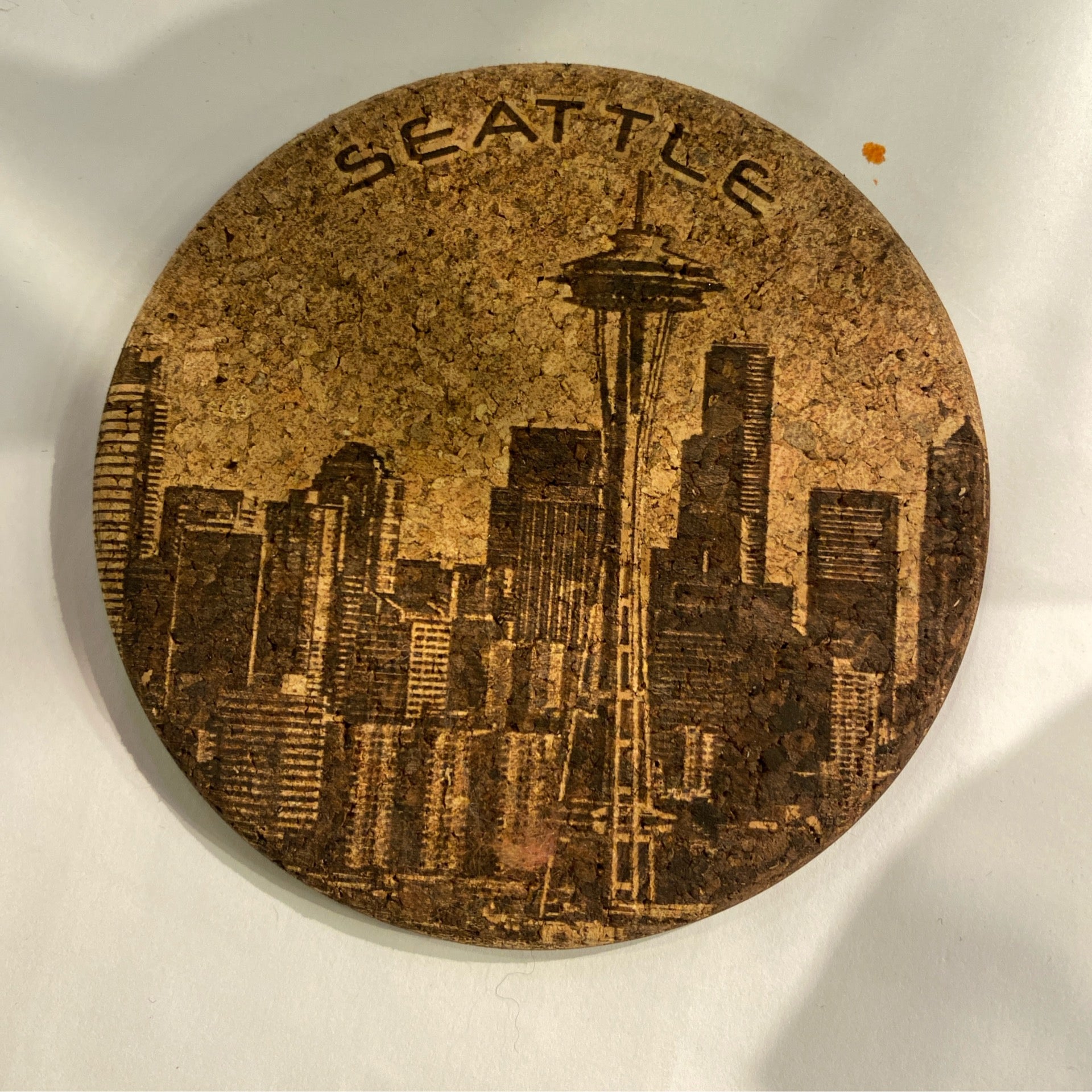 cork coasters / Seattle themed